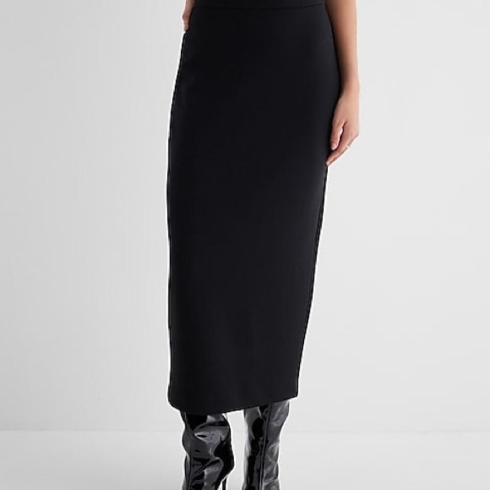 NWT Super High Waisted Pencil Skirt Black Long Back Slit Maxi Skirt Black